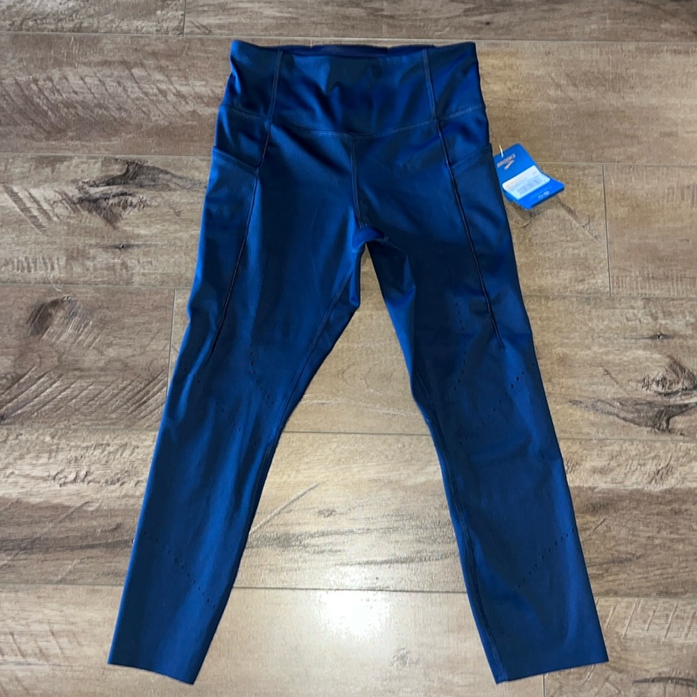 BROOKS LEGGINGS "METHOD" 3/4 TIGHTS NAVY SIZE SMALL NWT